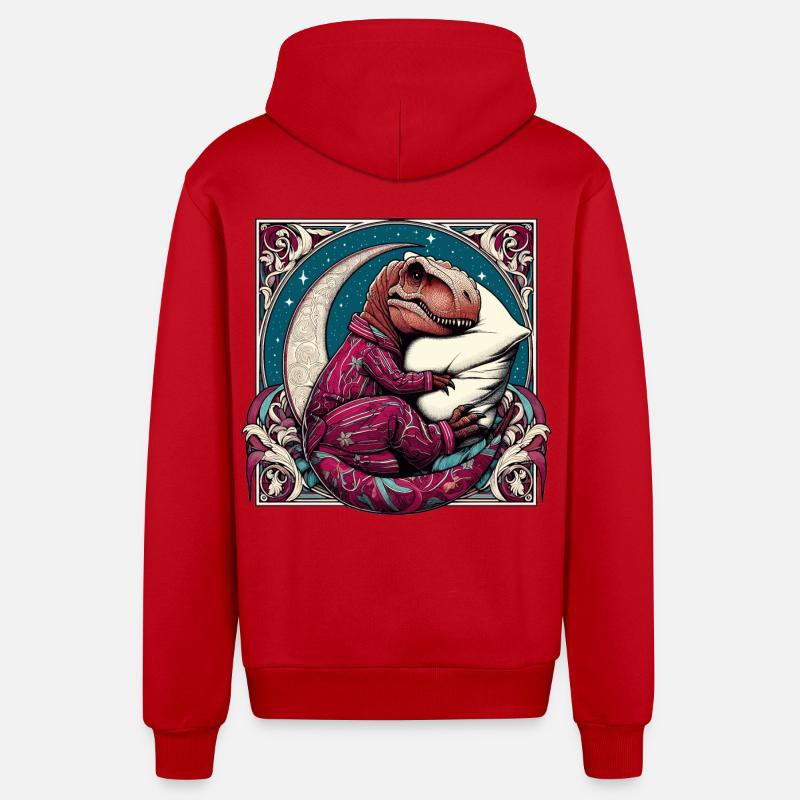 T-Rex Sleeping Hobby Cadeau - Veste à capuche bio décontractée fabriquée en UE - rouge
