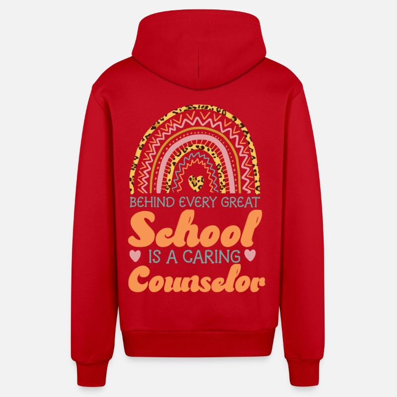 Conseillère scolaire Rainbow Behind - Veste à capuche bio décontractée fabriquée en UE - rouge