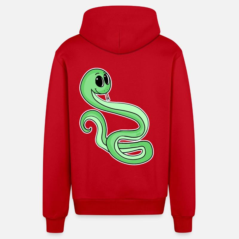 Motif Vert Serpent - Veste à capuche bio décontractée fabriquée en UE - rouge