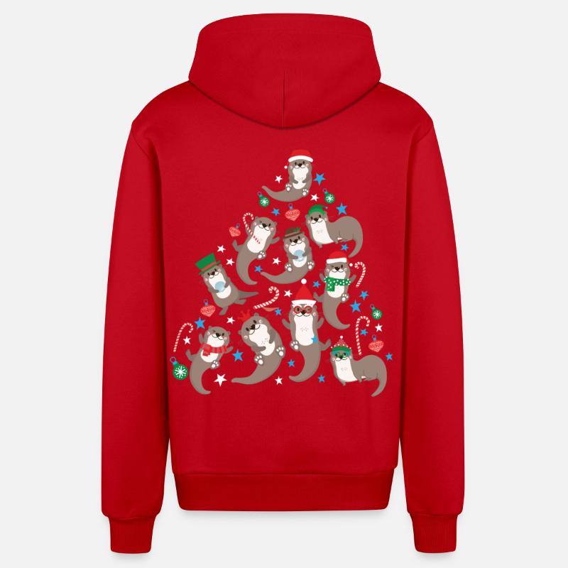 Arbre de Noël loutre - Veste à capuche bio décontractée fabriquée en UE - rouge