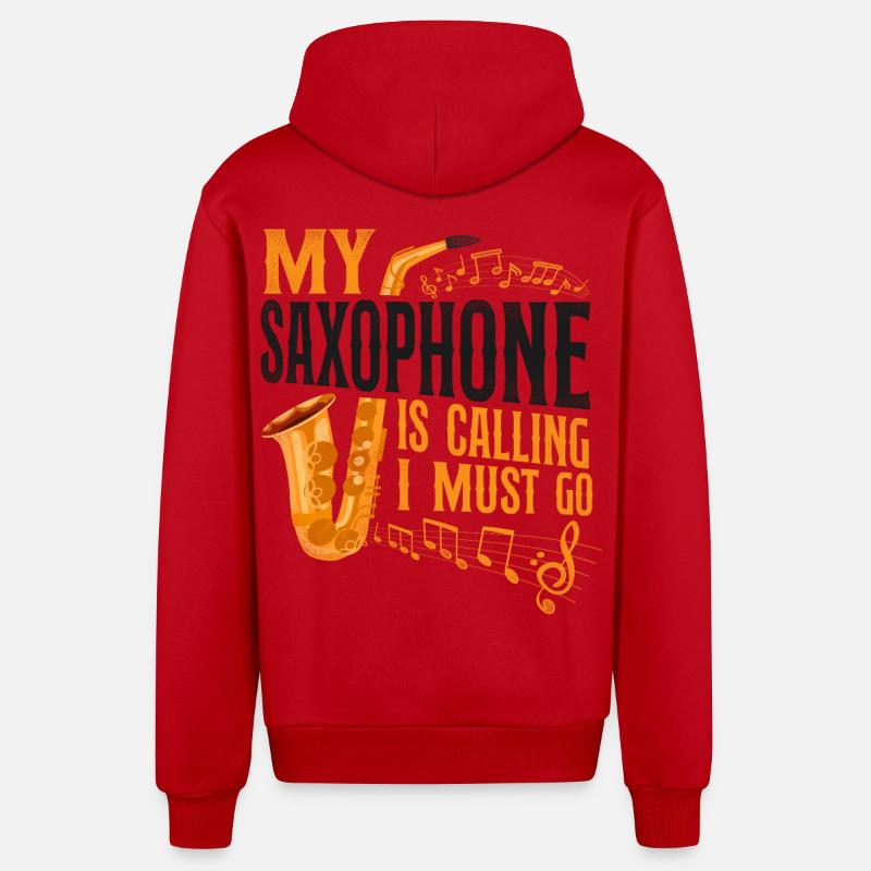 Saxophone Mon saxophone m’appelle - Veste à capuche bio décontractée fabriquée en UE - rouge