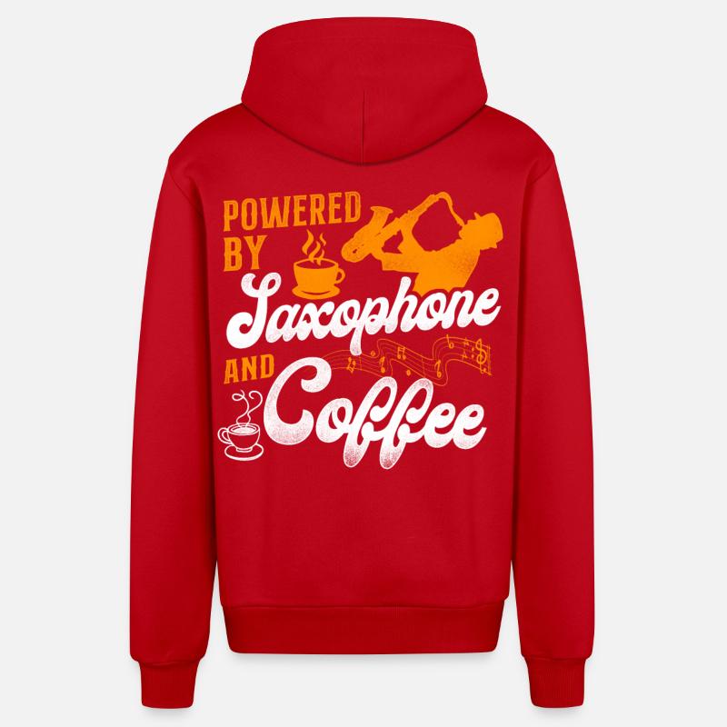 Saxophone Café Propulsé par - Veste à capuche bio décontractée fabriquée en UE - rouge
