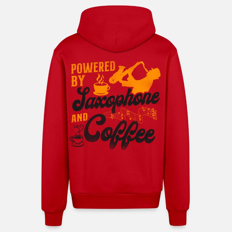 Saxophone Café Propulsé par - Veste à capuche bio décontractée fabriquée en UE - rouge