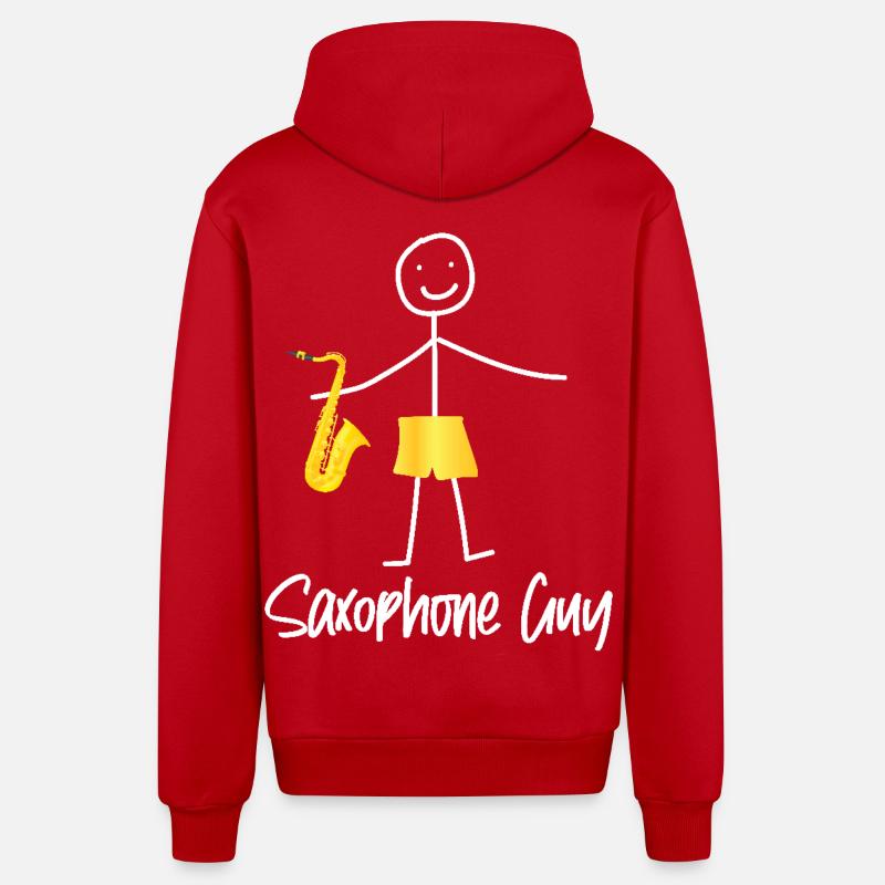 Saxophone Saxophone Guy - Veste à capuche bio décontractée fabriquée en UE - rouge
