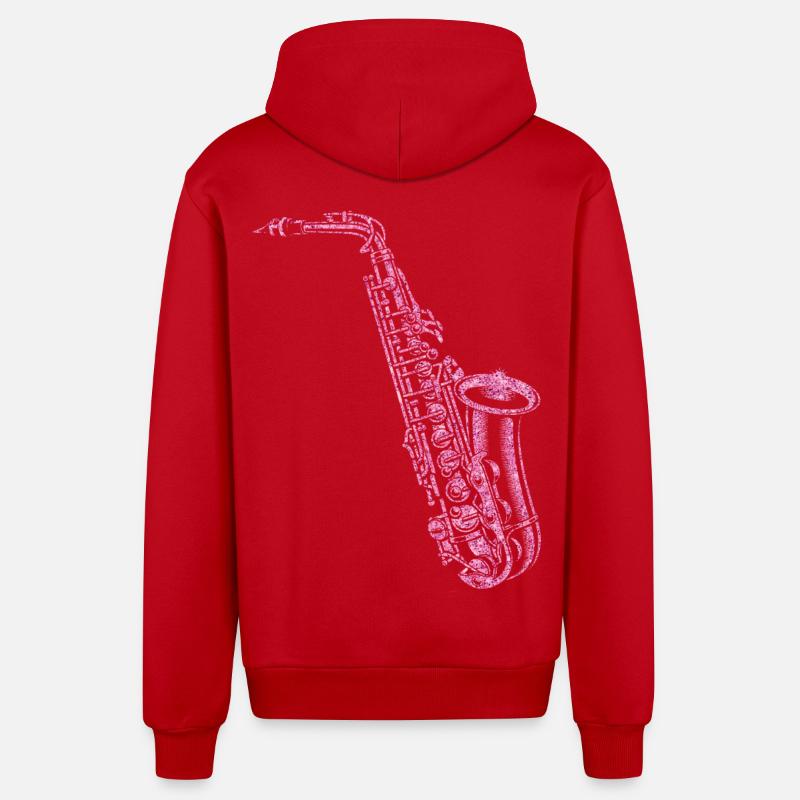 Saxophone Diamants - Veste à capuche bio décontractée fabriquée en UE - rouge