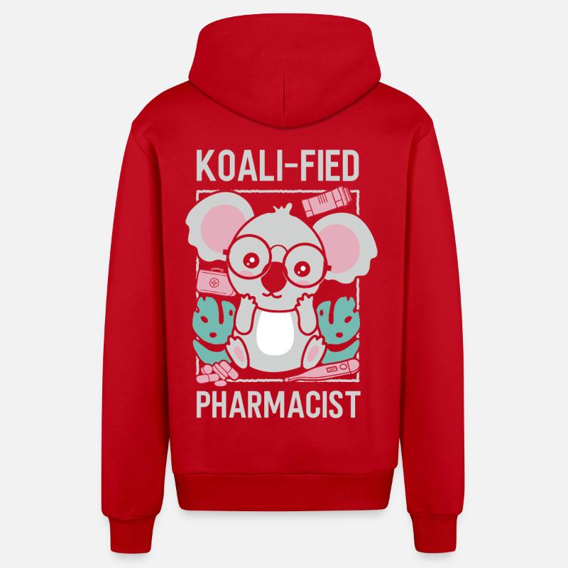 Pharmacy Tech Technician - Organic Relaxed Hooded Jacket Made in EU - red