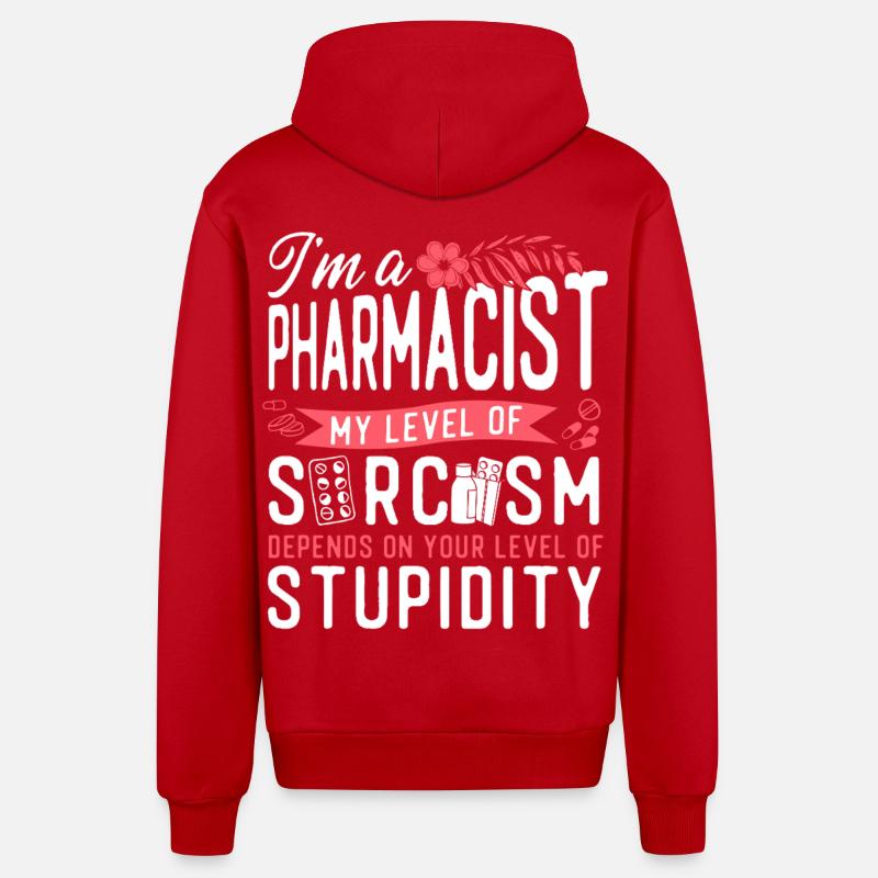 Technicien en pharmacie - Veste à capuche bio décontractée fabriquée en UE - rouge