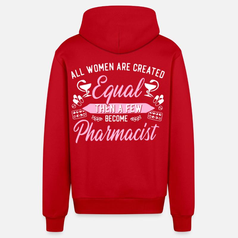 Pharmacy Tech Technician - Organic Relaxed Hooded Jacket Made in EU - red