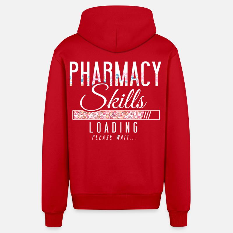 Pharmacy Tech Technician - Organic Relaxed Hooded Jacket Made in EU - red