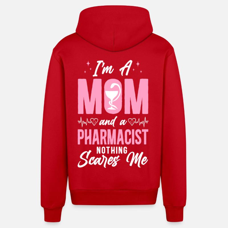 Pharmacy Tech Technician - Organic Relaxed Hooded Jacket Made in EU - red