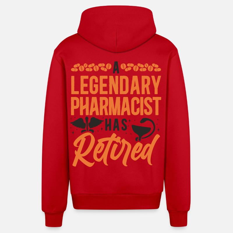 Pharmacy Tech Technician - Organic Relaxed Hooded Jacket Made in EU - red