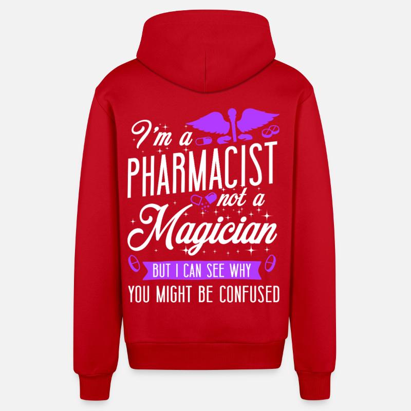 Technicien en pharmacie - Veste à capuche bio décontractée fabriquée en UE - rouge
