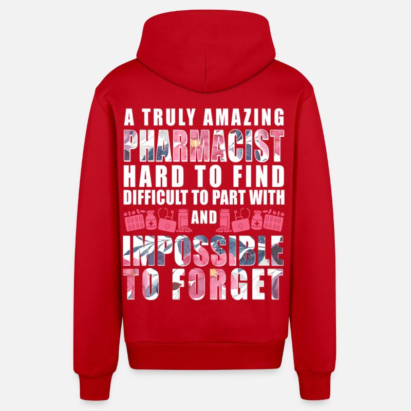 Pharmacy Tech Technician - Organic Relaxed Hooded Jacket Made in EU - red