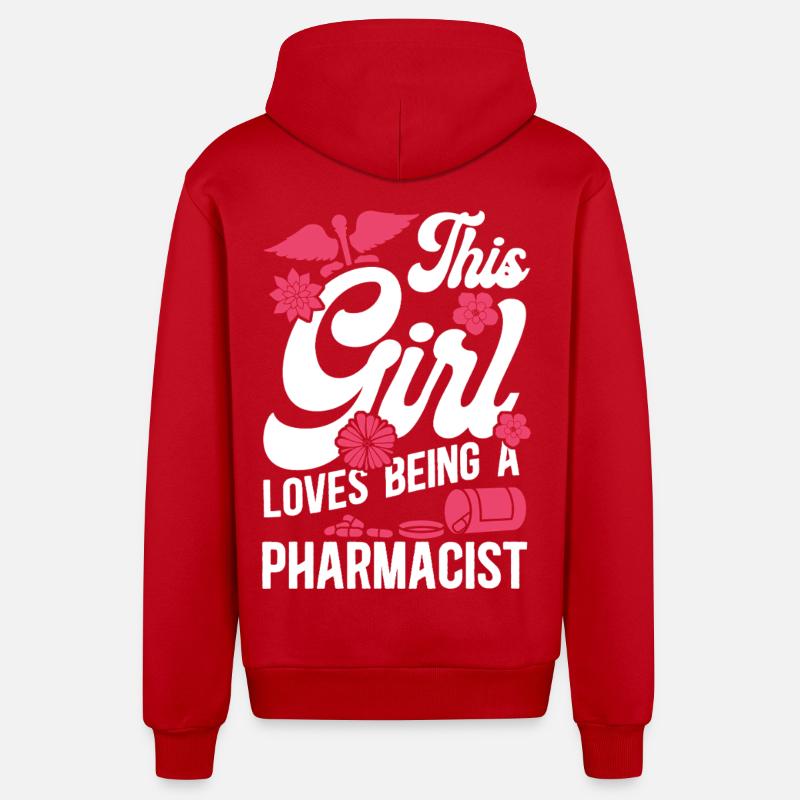 Technicien en pharmacie - Veste à capuche bio décontractée fabriquée en UE - rouge