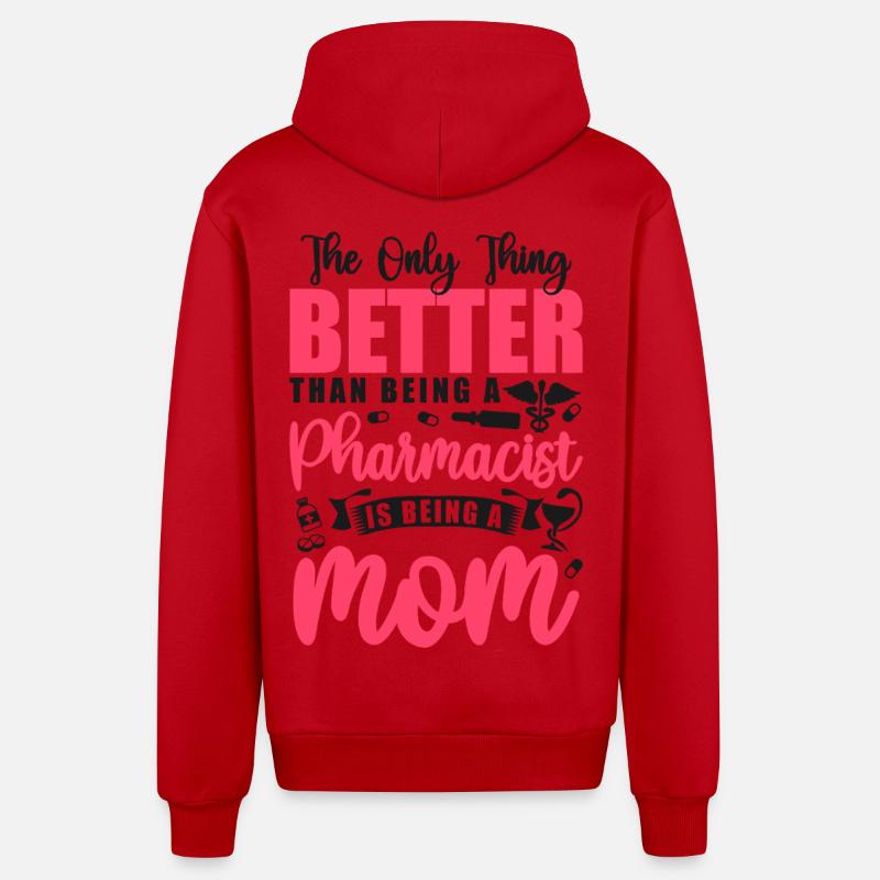 Pharmacy Tech Technician - Organic Relaxed Hooded Jacket Made in EU - red