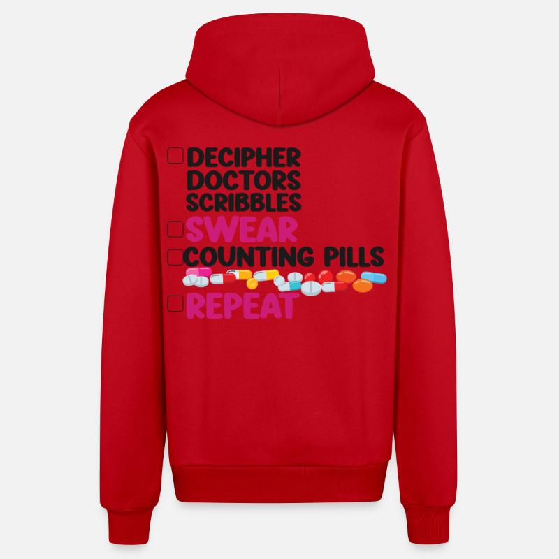 Pharmacy Tech Technician - Organic Relaxed Kapuzenjacke Made in EU - Rot