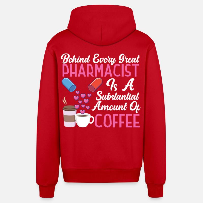 Pharmacy Tech Technician - Organic Relaxed Hooded Jacket Made in EU - red