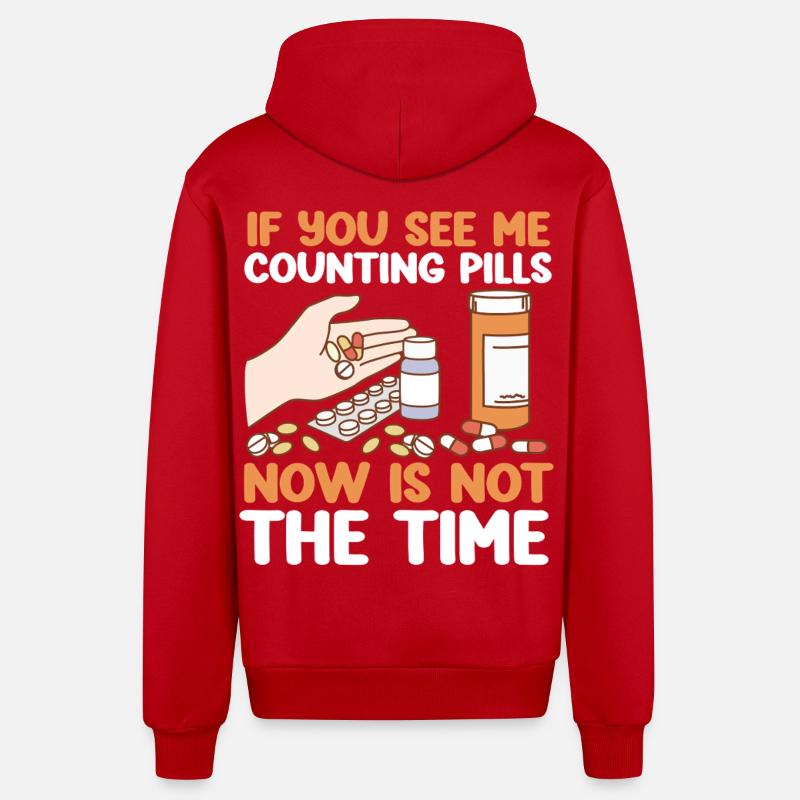 Pharmacy Tech Technician - Organic Relaxed Hooded Jacket Made in EU - red