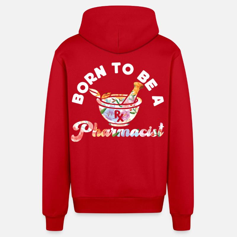 Pharmacy Tech Technician - Organic Relaxed Hooded Jacket Made in EU - red