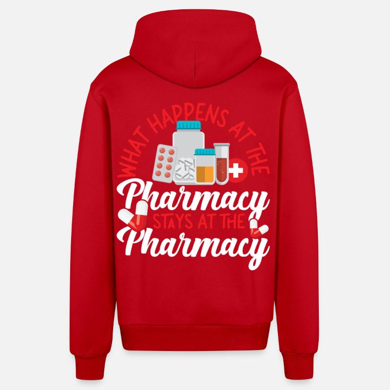 Technicien en pharmacie - Veste à capuche bio décontractée fabriquée en UE - rouge