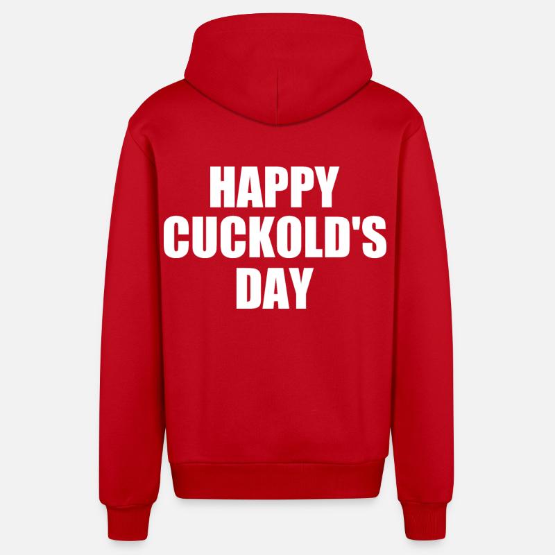 happy cuckold's day - cuckold - Veste à capuche bio décontractée fabriquée en UE - rouge