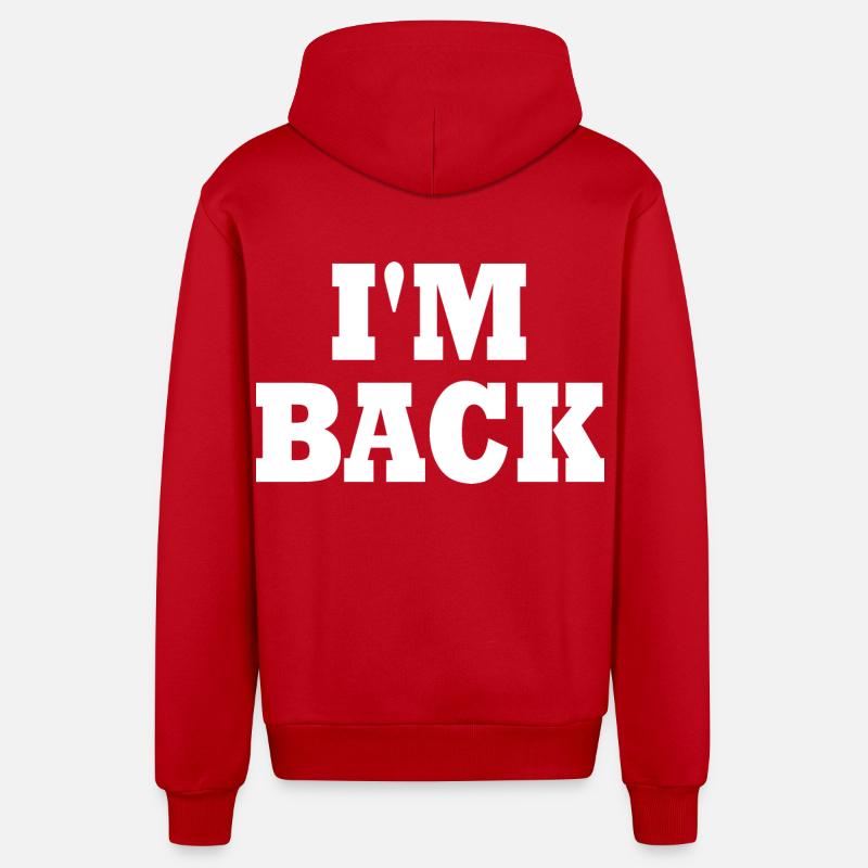 Im back - Veste à capuche bio décontractée fabriquée en UE - rouge