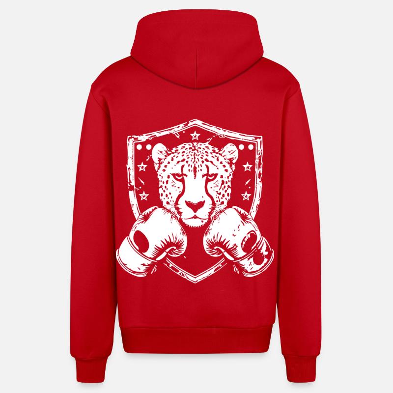 Combattant boxeur guépard - Veste à capuche bio décontractée fabriquée en UE - rouge