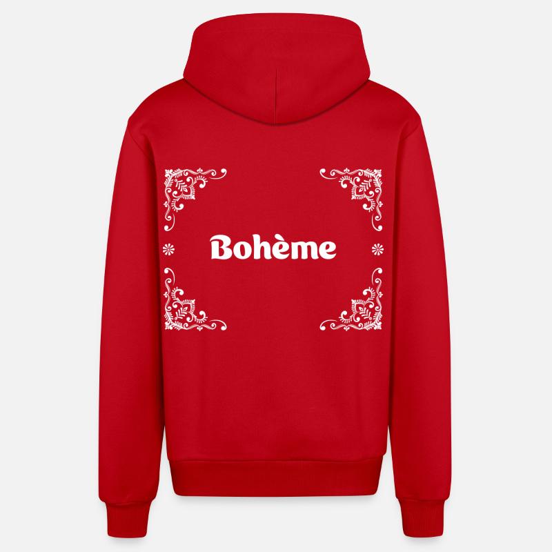 La Bohème (blanc) - Veste à capuche bio décontractée fabriquée en UE - rouge