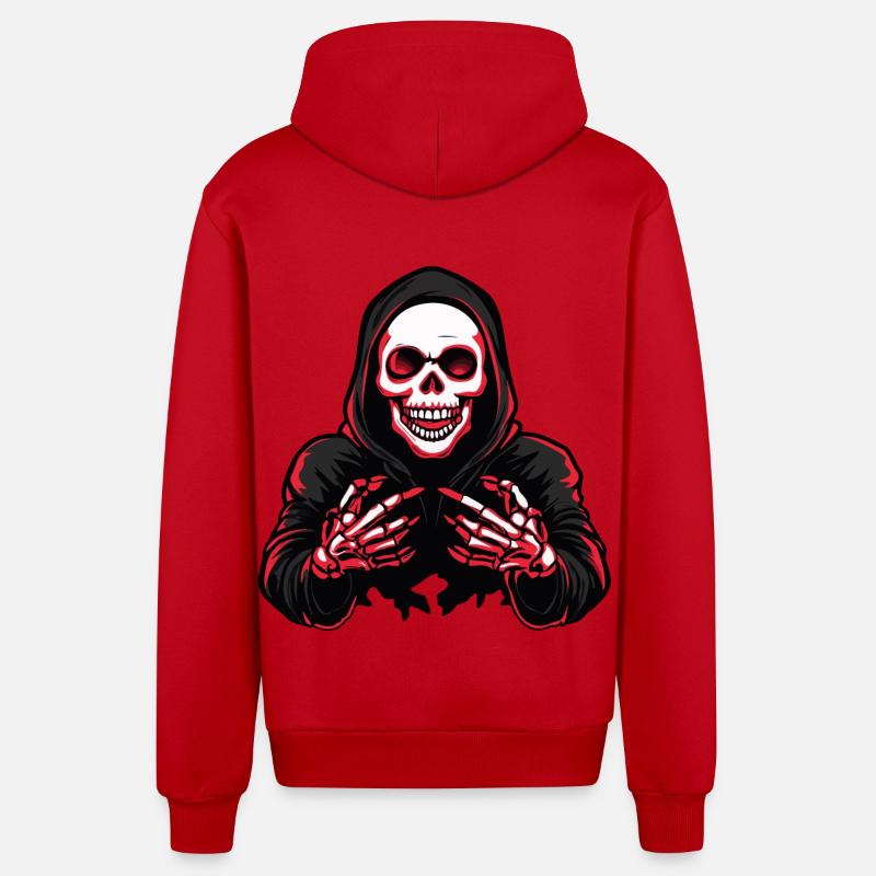 Crâne Halloween - Veste à capuche bio décontractée fabriquée en UE - rouge