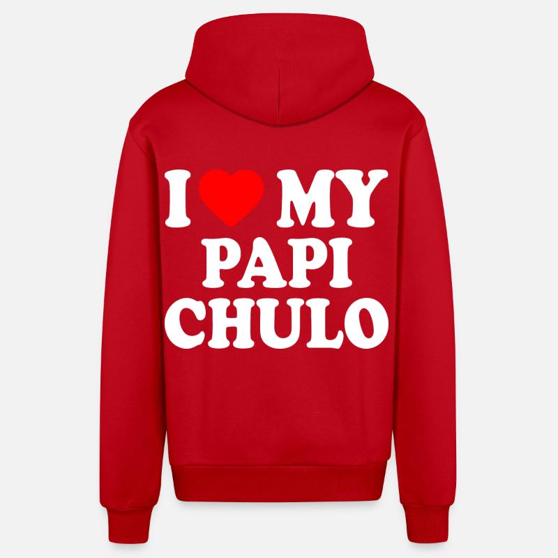 I love my papi chulo - Veste à capuche bio décontractée fabriquée en UE - rouge