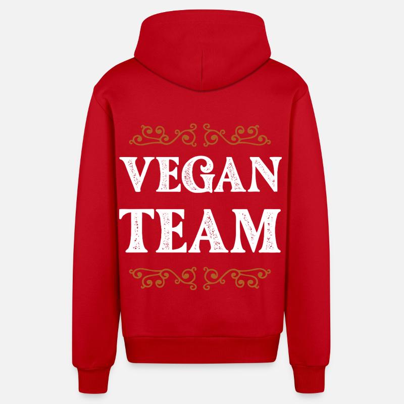 Équipe végétalienne - Veste à capuche bio décontractée fabriquée en UE - rouge