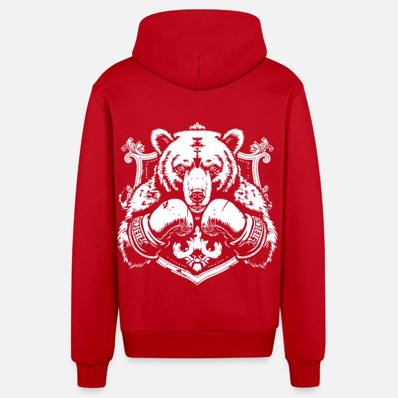 Grizzly Bear Boxer Fighter - Veste à capuche bio décontractée fabriquée en UE - rouge