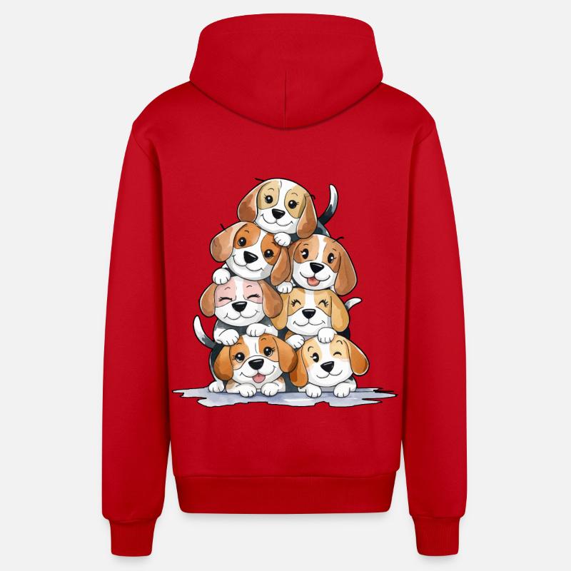 Süße Beagle Pyramide - Organic Relaxed Kapuzenjacke Made in EU - Rot