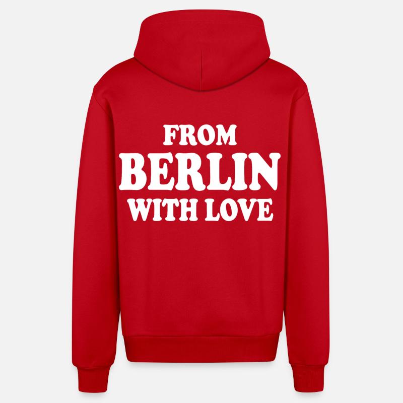 From berlin with love - Veste à capuche bio décontractée fabriquée en UE - rouge