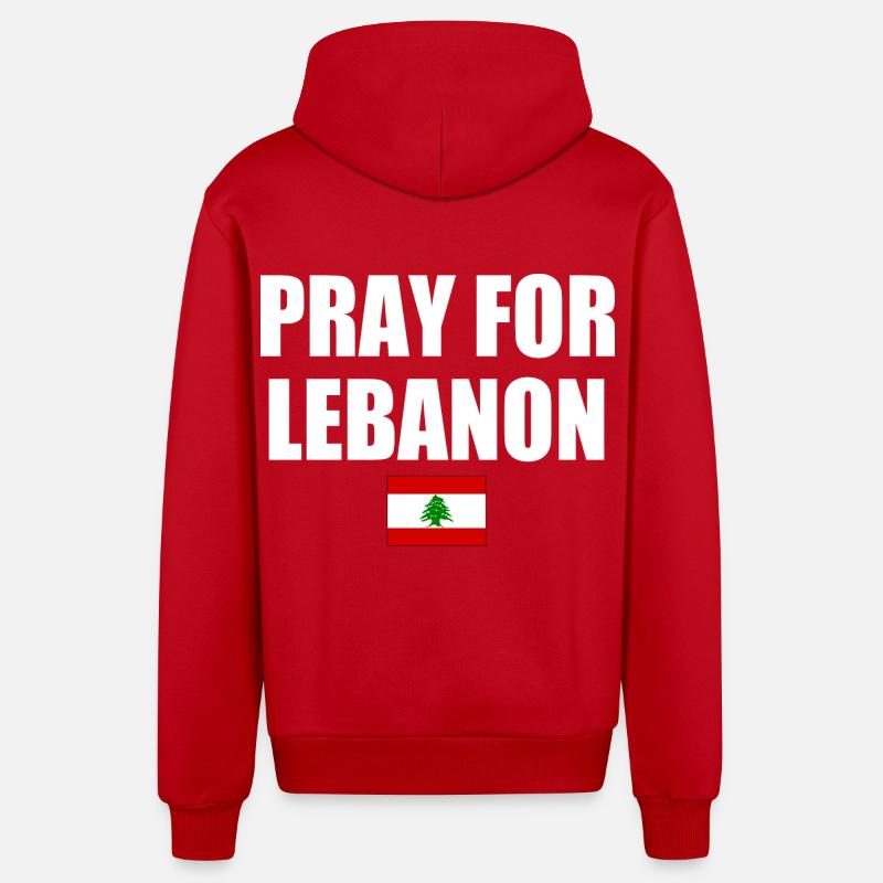 Pray for lebanon - Veste à capuche bio décontractée fabriquée en UE - rouge