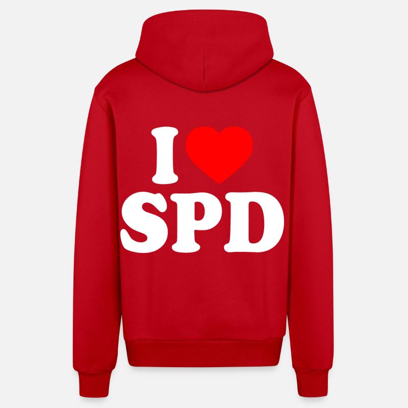 J’adore le spd - Veste à capuche bio décontractée fabriquée en UE - rouge