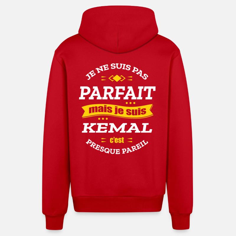 KEMAL PARFAIT - PRENOM KEMAL - Veste à capuche bio décontractée fabriquée en UE - rouge