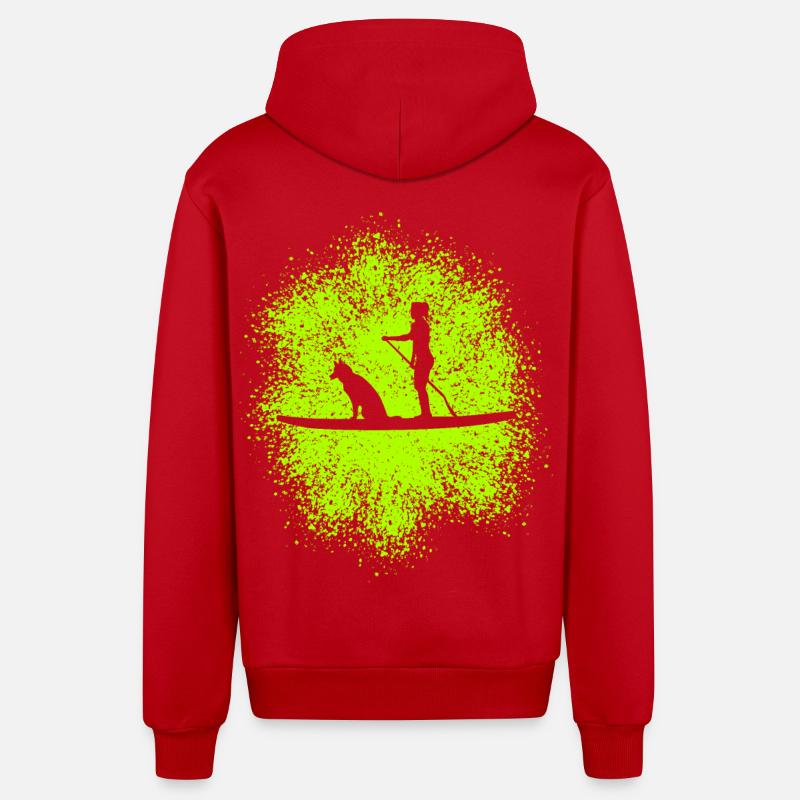 Stand Up Paddle avec chien - Veste à capuche bio décontractée fabriquée en UE - rouge