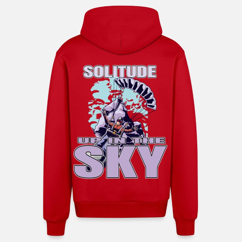 Solitude dans le ciel – Parapente - Veste à capuche bio décontractée fabriquée en UE - rouge