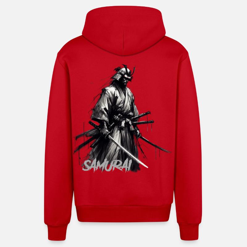 Samouraï - Veste à capuche bio décontractée fabriquée en UE - rouge