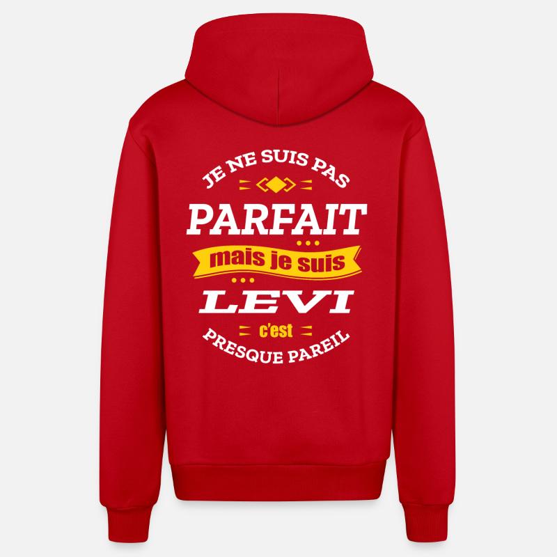 LEVI PARFAIT - PRENOM LEVI - Veste à capuche bio décontractée fabriquée en UE - rouge