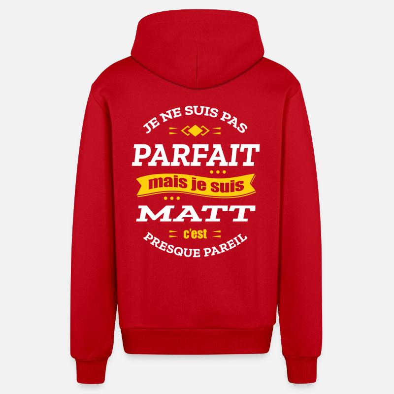 MATT PARFAIT - PRENOM MATT - Veste à capuche bio décontractée fabriquée en UE - rouge