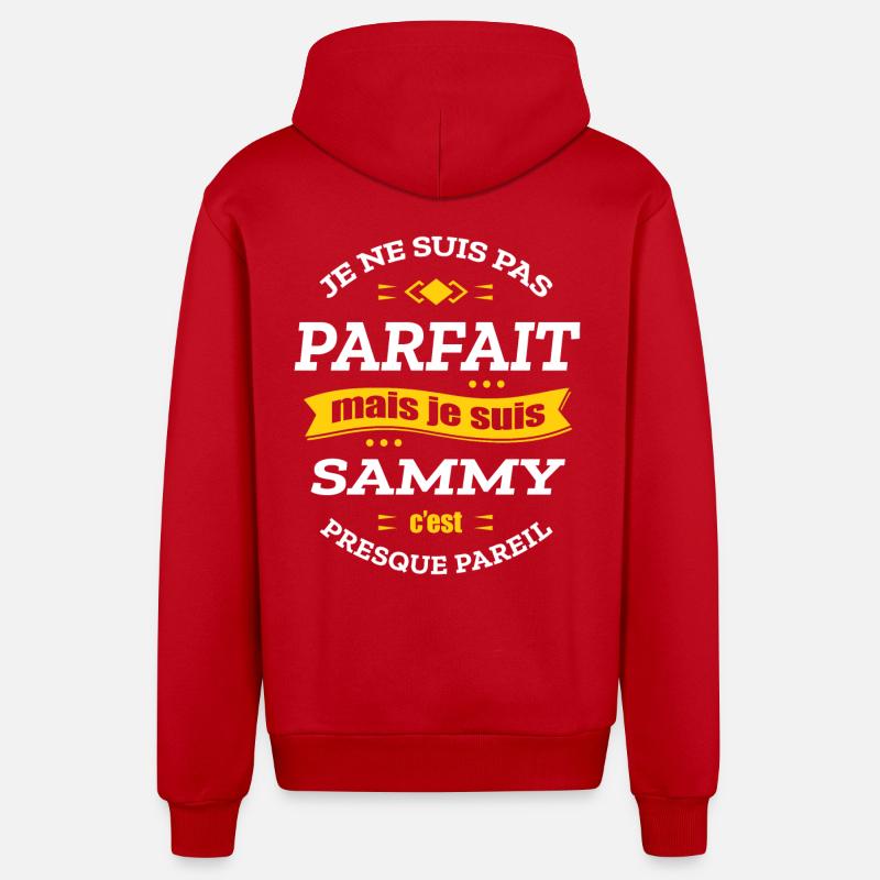 SAMMY PARFAIT - PRENOM SAMMY - Veste à capuche bio décontractée fabriquée en UE - rouge