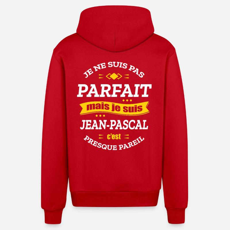 JEAN-PASCAL PARFAIT - PRENOM JEAN-PASCAL - Veste à capuche bio décontractée fabriquée en UE - rouge