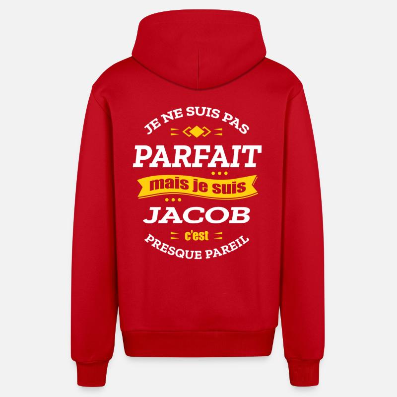 JACOB PARFAIT - PRENOM JACOB - Veste à capuche bio décontractée fabriquée en UE - rouge