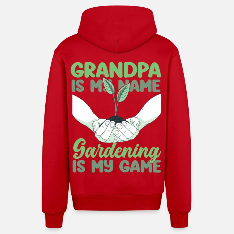Amoureux des plantes Jardinage Papi - Veste à capuche bio décontractée fabriquée en UE - rouge