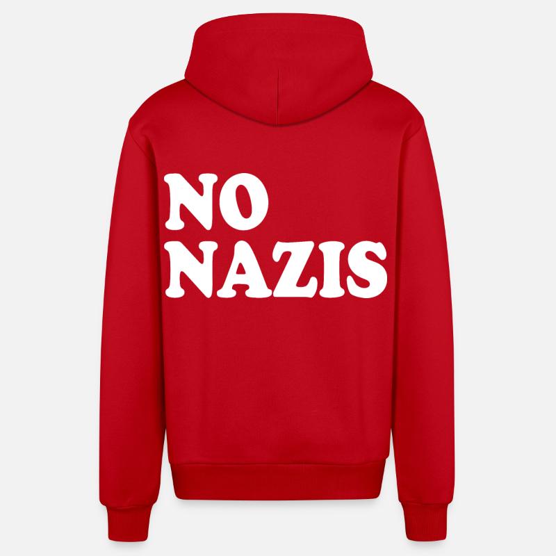 Pas de nazis - Veste à capuche bio décontractée fabriquée en UE - rouge