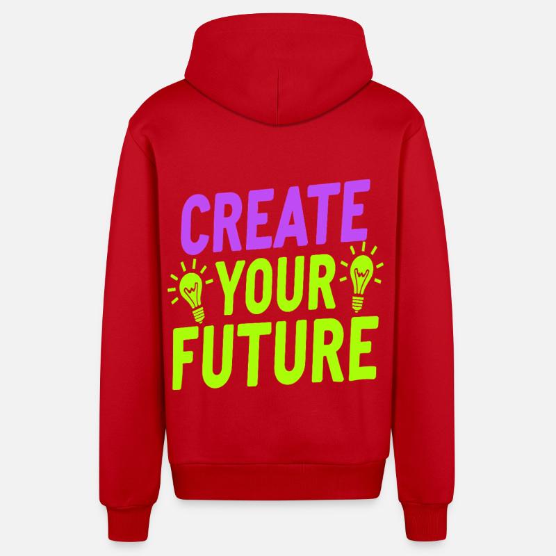 Create Your Future Glühbirne - Organic Relaxed Kapuzenjacke Made in EU - Rot