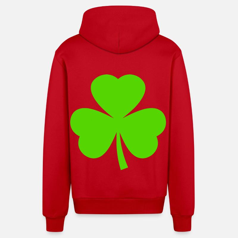 Trèfle de la Saint-Patrick - Veste à capuche bio décontractée fabriquée en UE - rouge