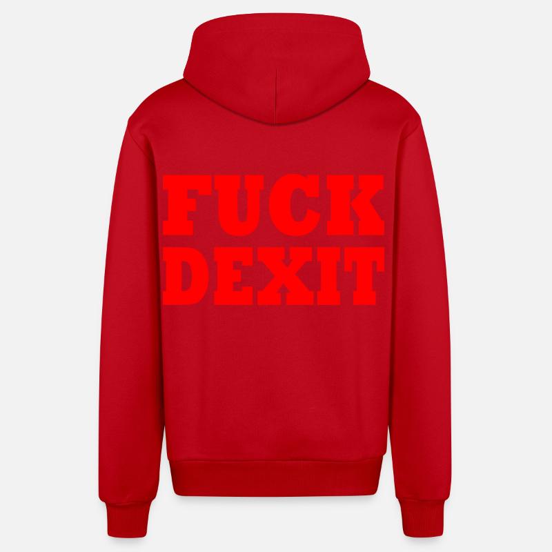 Fuck dexit - Veste à capuche bio décontractée fabriquée en UE - rouge